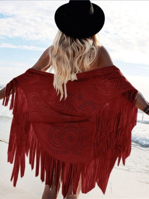 Fashion Bohemia Style Hollow Out Tassel Shawl Cardigan