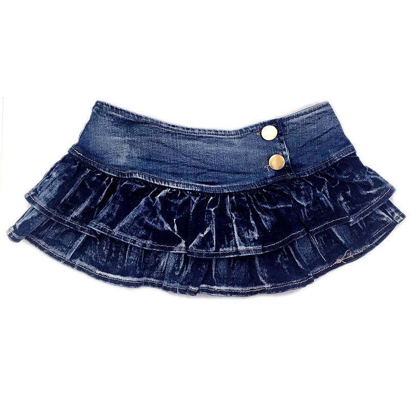 Multi-Layers Flared Low Waist Mini Denim Skirts