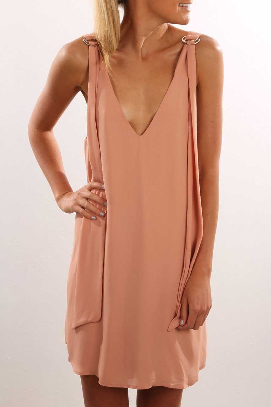Backless Pure Color Sleeveless V-neck Irregular Short Dress - Meet Yours Fashion - 2
