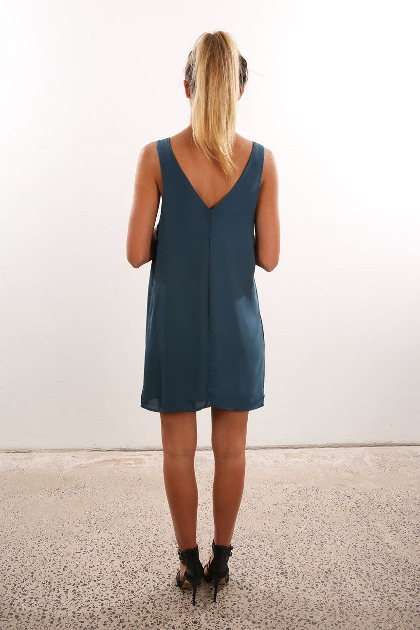 Backless Pure Color Sleeveless V-neck Irregular Short Dress - Meet Yours Fashion - 5