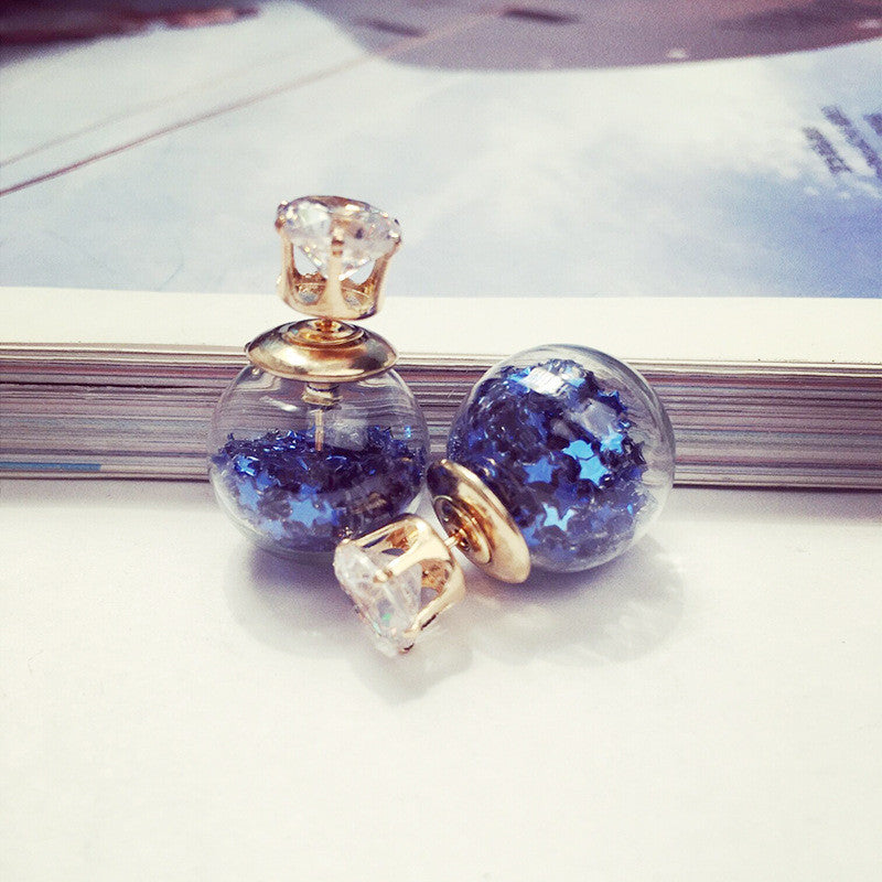 Fashion Glass Ball Color Star Earring