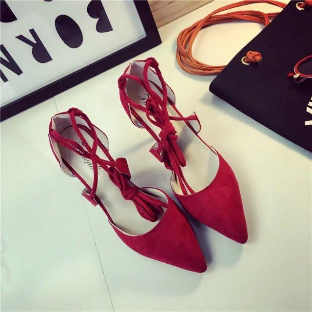 Sexy Pointed Stiletto Heel Tassels Strap Sandals