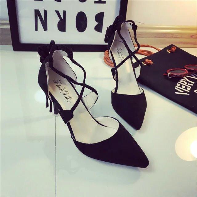 Sexy Pointed Stiletto Heel Tassels Strap Sandals