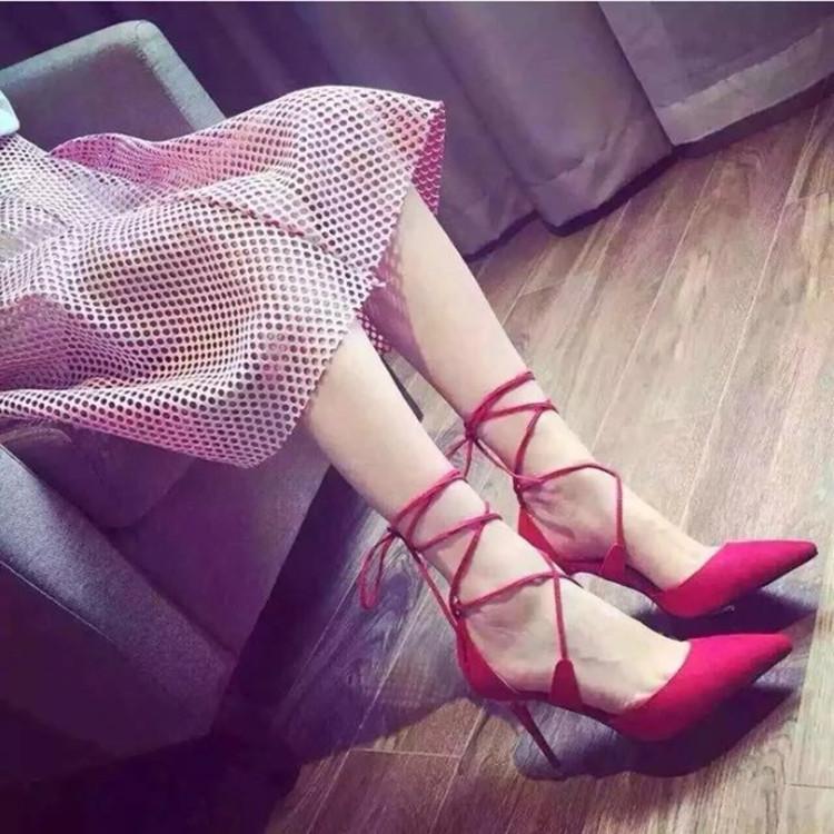 Sexy Pointed Stiletto Heel Tassels Strap Sandals