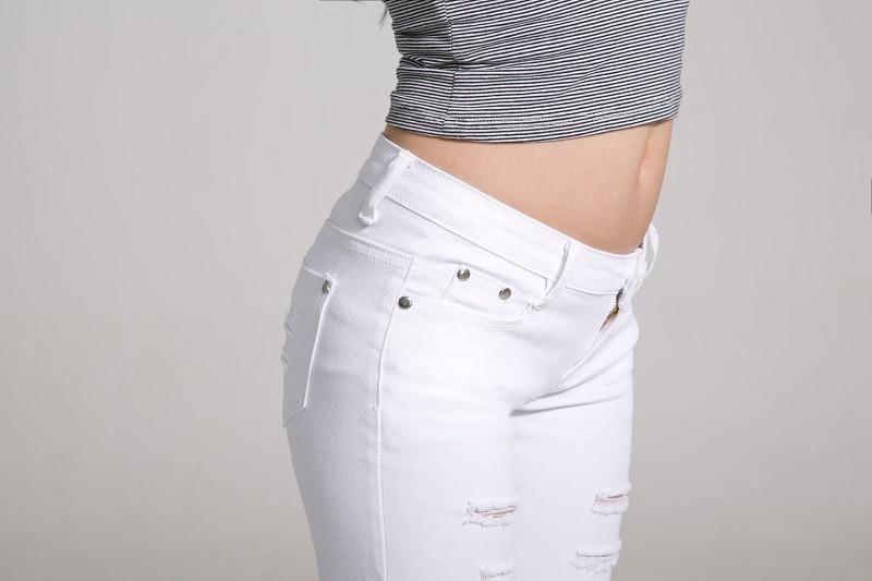 Plus Size Low Waist Holes Straight Slim Pants - Meet Yours Fashion - 6