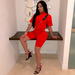 High Neck Crop Top High Waist Shorts Set
