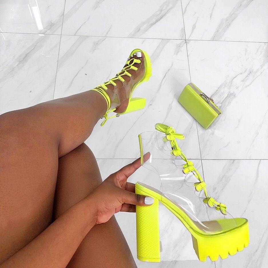 Candy transparent PVC thick heel Boots