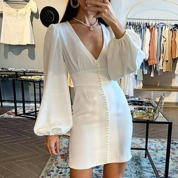 V-Neck long sleeve waist pencil Skirt