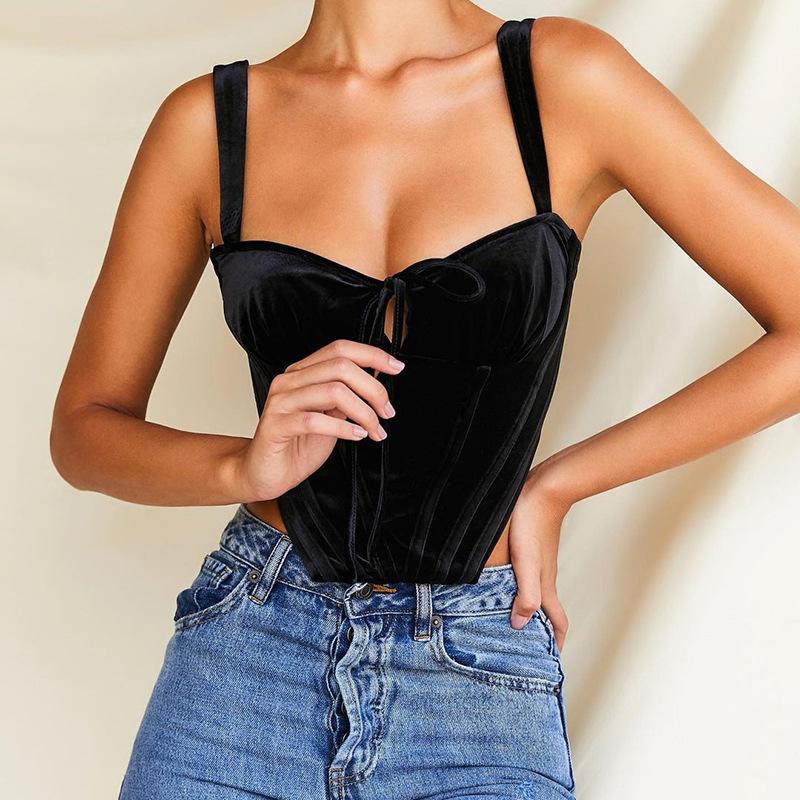 Velvet Open Back Square Neck Top