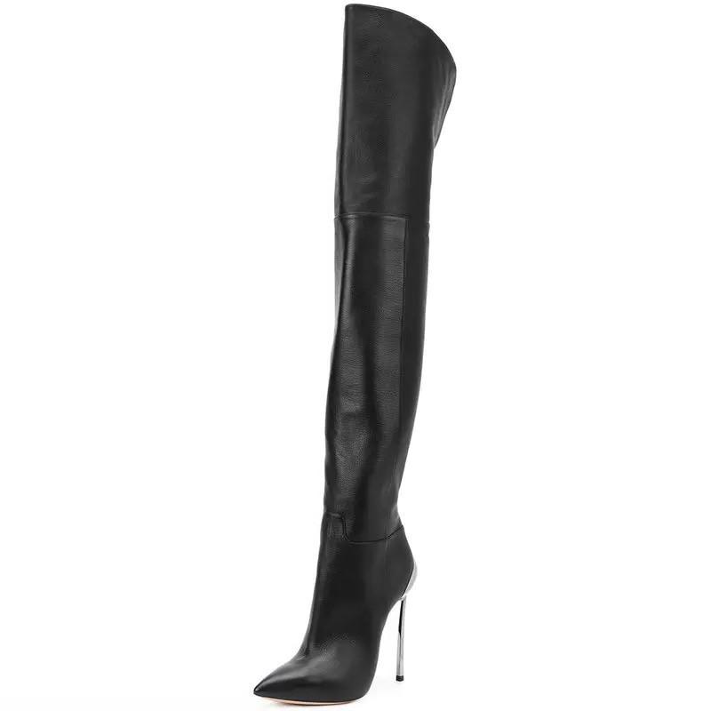 Pointed wine cup and thin heel fashion boots