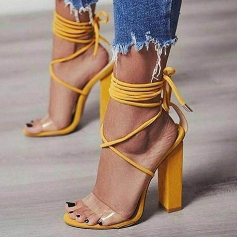 Strapped high heeled sandals