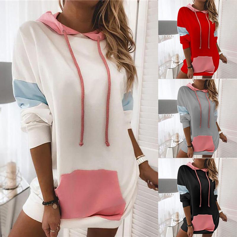 Long sleeve Hoodie contrast stitching T-shirt