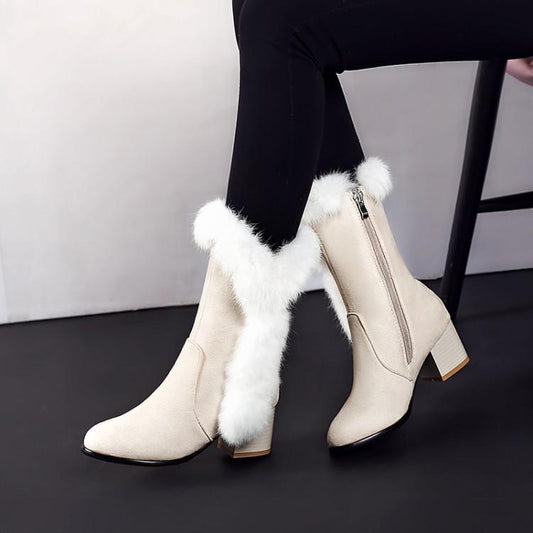 Chunky Heel Suede Pure color Pointed Toe High Heels