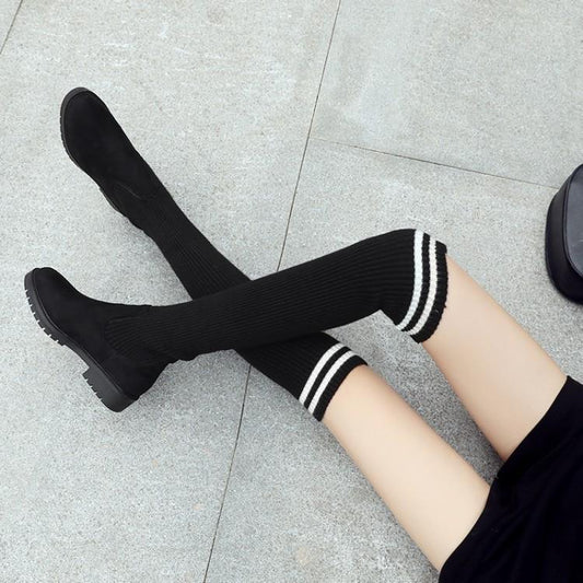 Elastic Over Knee Knitted Stockings Fashion Boots