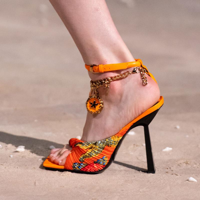 Square Head Open Toe Fashion Special-Shaped High-Heeled Sandals