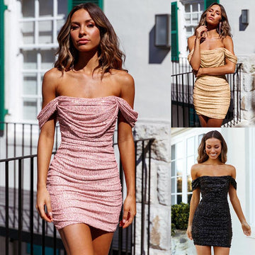 Off shoulder Sequin Party Dress