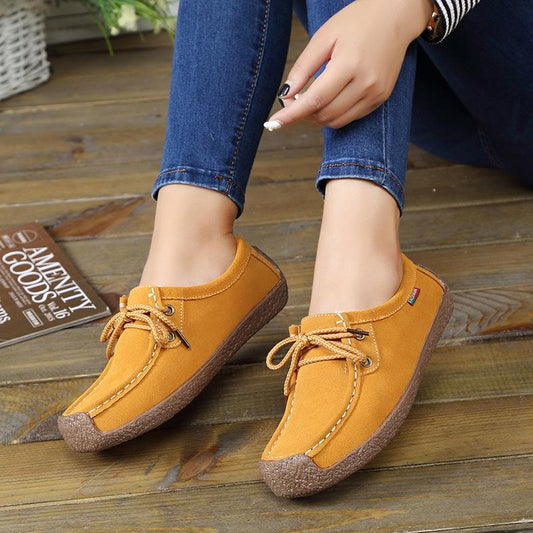 Autumn and Winter Soft Sole Lace Up Comportable Casual Flats
