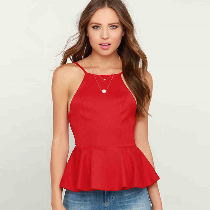 Sexy Hanging Neck Backless Irregular Dovetail Tank Tops