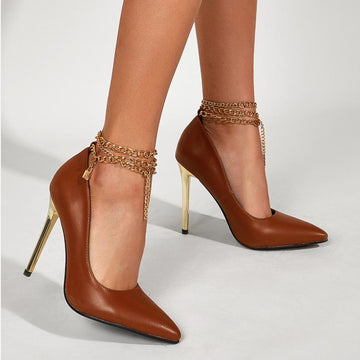 Shallow Metal Chain Stilettos