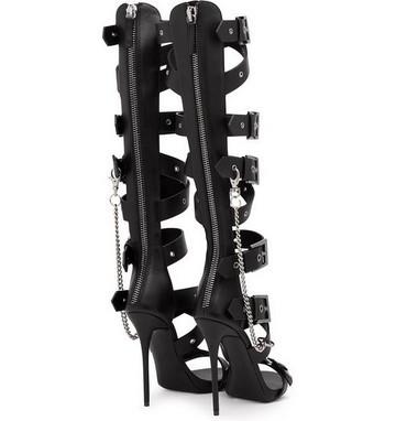 Solid Color Corns Buckle Chain High Top Boots Women's Sandals
