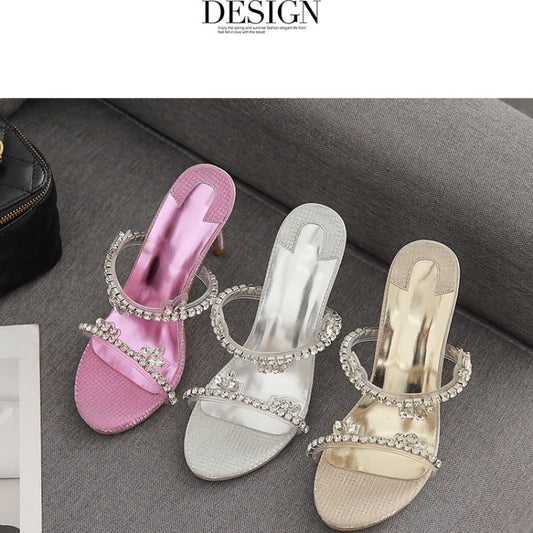 Summer Glamour: Silver Sparkling High Heel Sandals