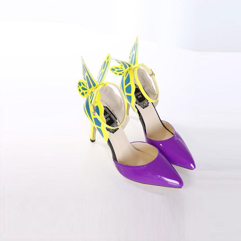 Beautiful Butterfly Pointed Color Matching High-Heeled Sandals