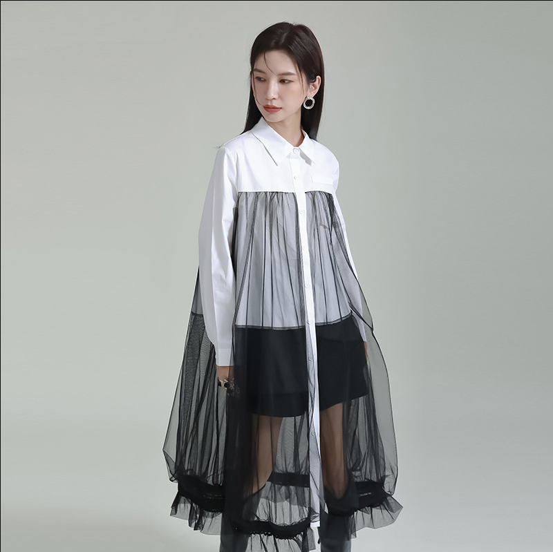Sexy Net-wrapped Layered Briefcase Dress - Mid-Height
