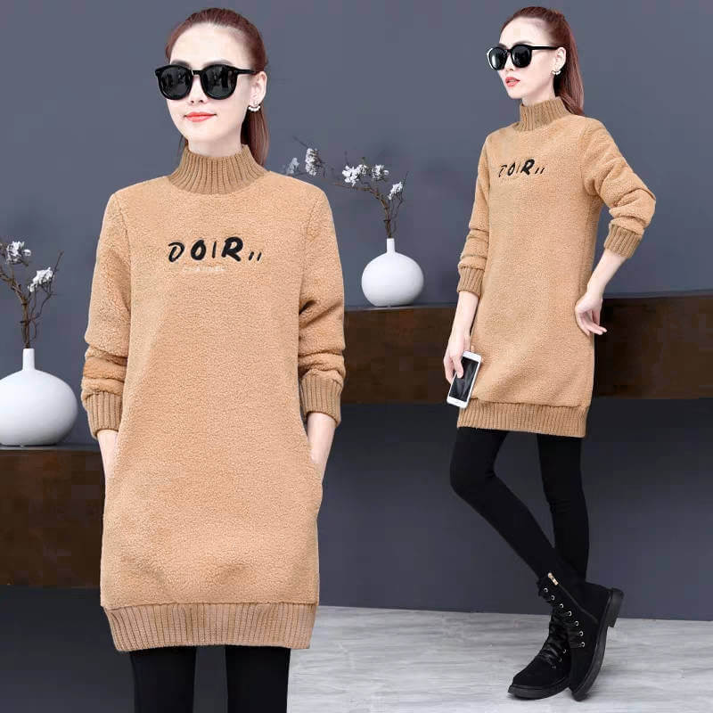 Pullover Crew Neck Letter Print Teddy Sweatshirts