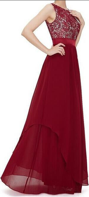 Beautiful Chiffon Stitching Lace Sleeveless Party Long Dress