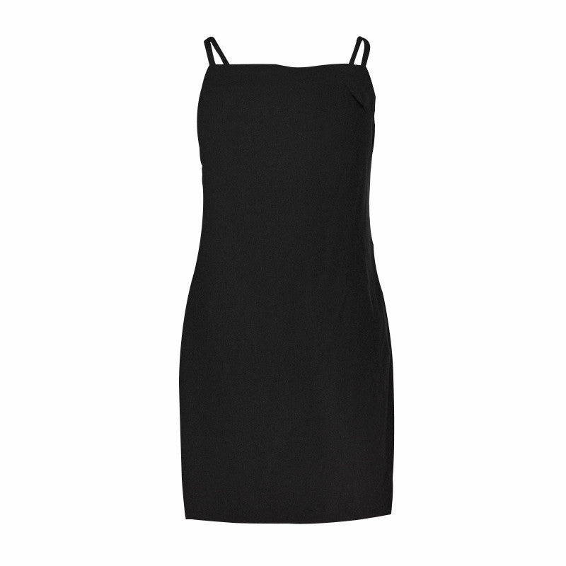 Pure Color Spaghetti Straps Sleeveless Backless Short Dress