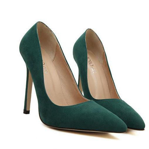 Suede Pointed Toe Low Cut Stiletto High Heels – May Your Fashion