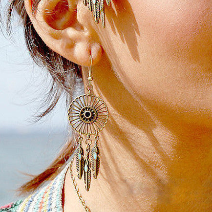 National Style Feather Tassel Earrings