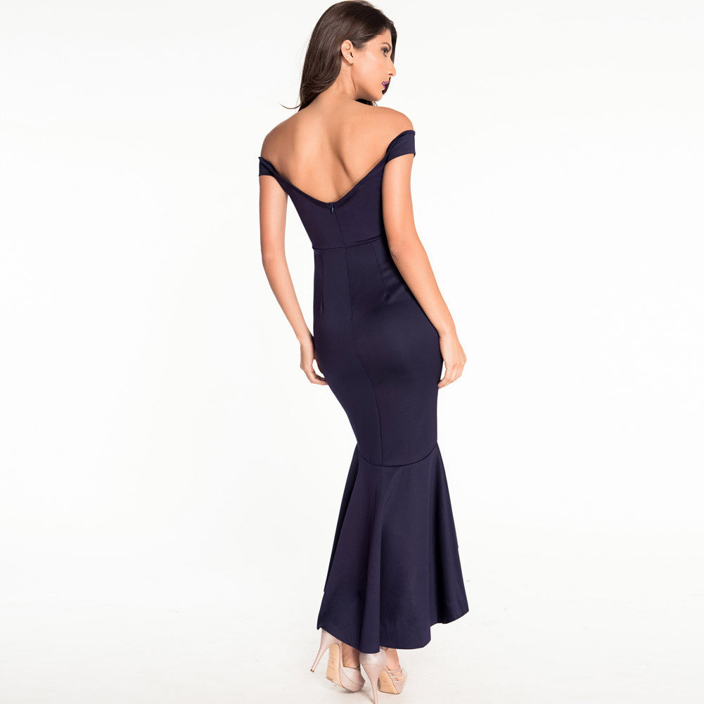 Off-Shoulder Deep V-neck Bodycon Mermaid Irregular Dress