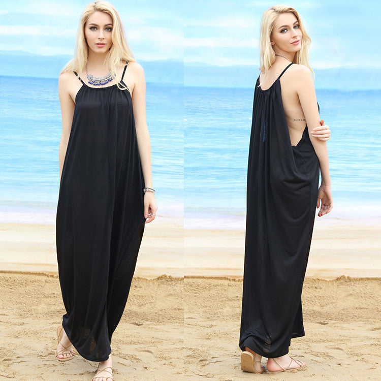 Spaghetti Straps Backless Scoop Long Dress