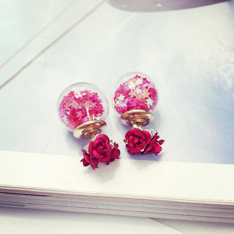 Flower Glass Ball Stars Quicksand Earring