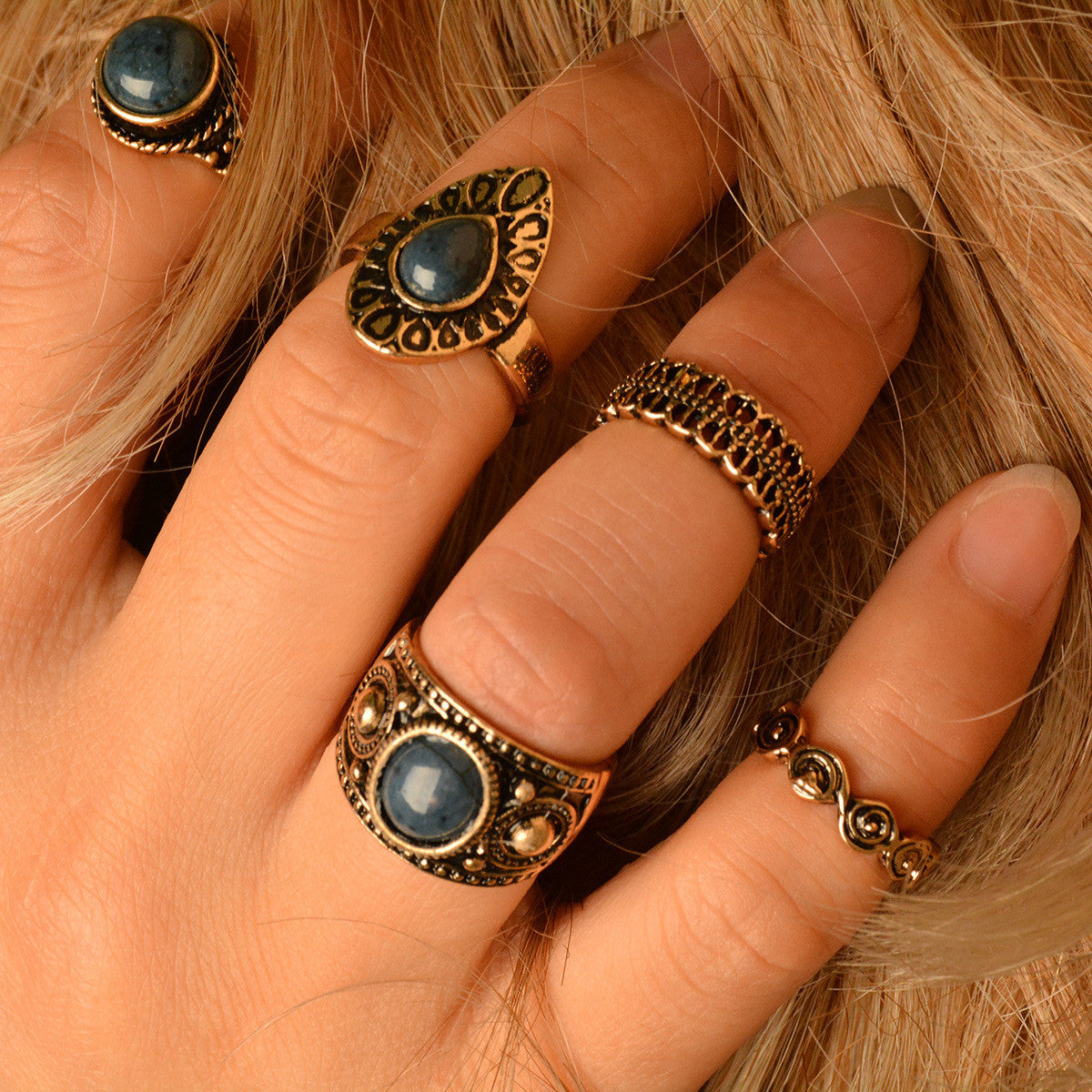 National Style Tophus Personality Combination Suit Ring