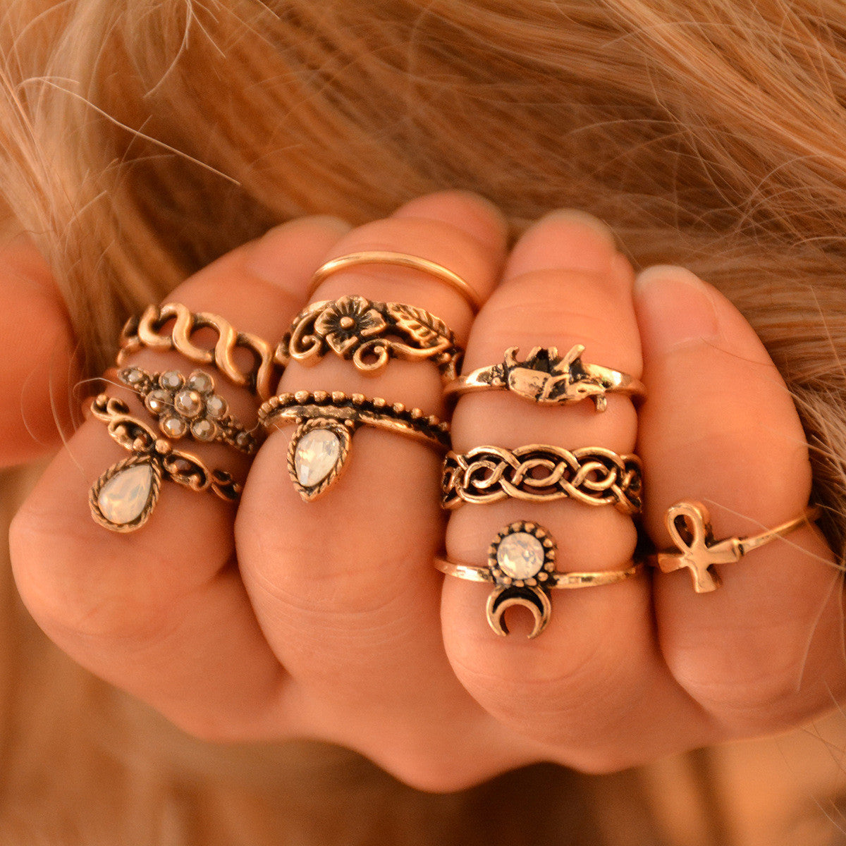 Personality Crystal Combination Suit Rings