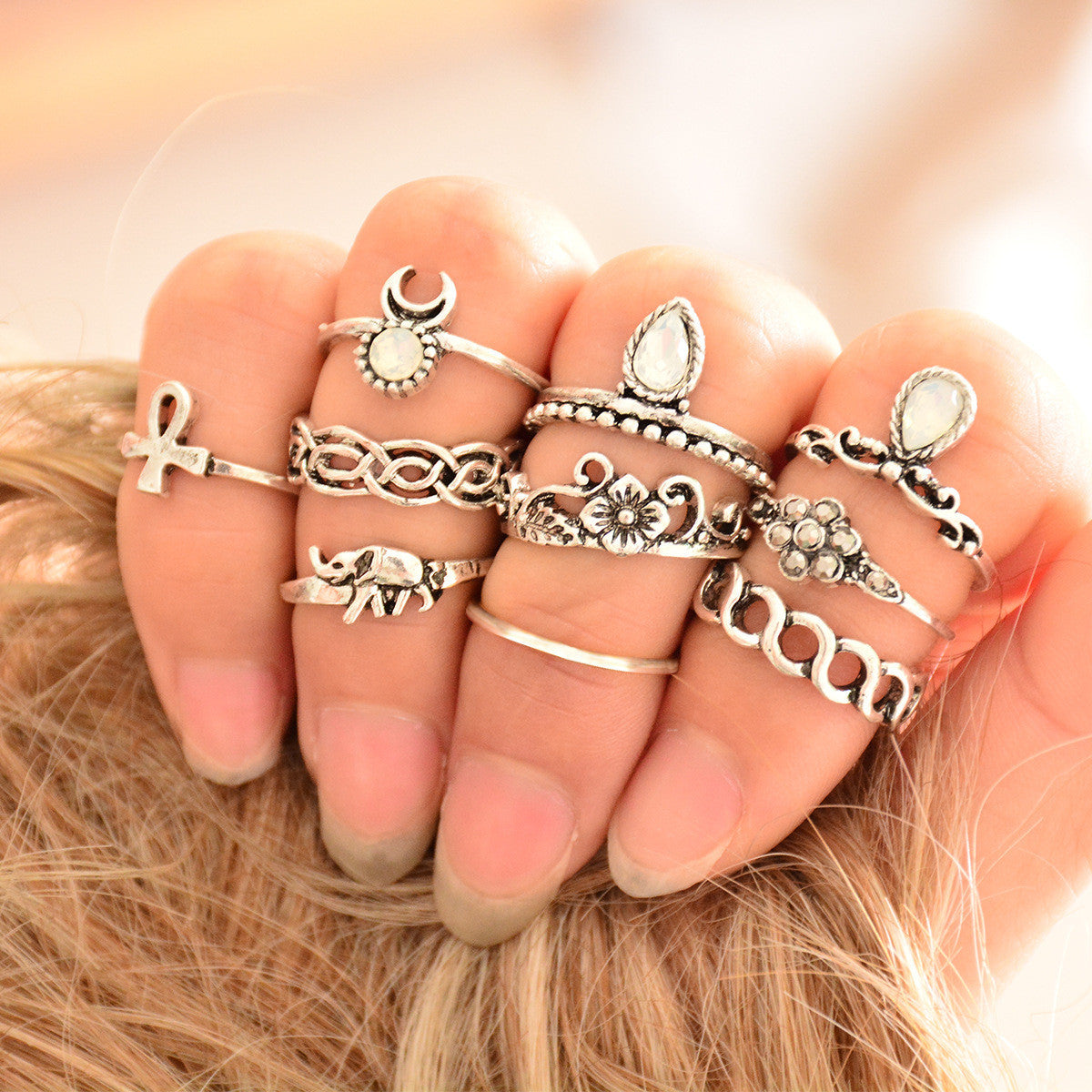 Personality Crystal Combination Suit Rings