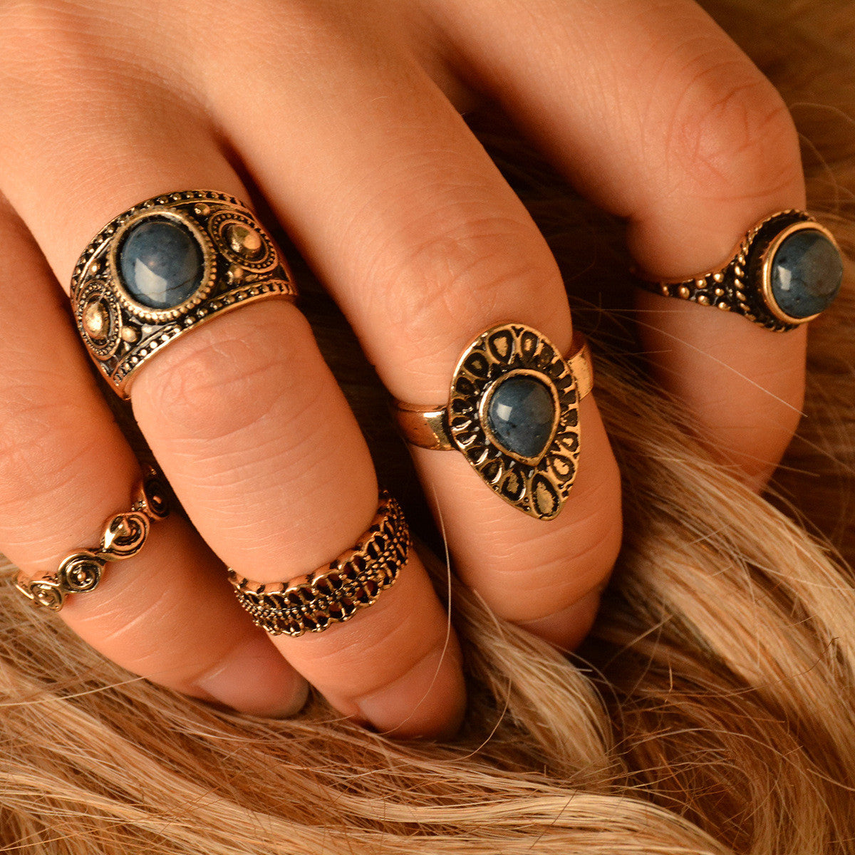 National Style Tophus Personality Combination Suit Ring