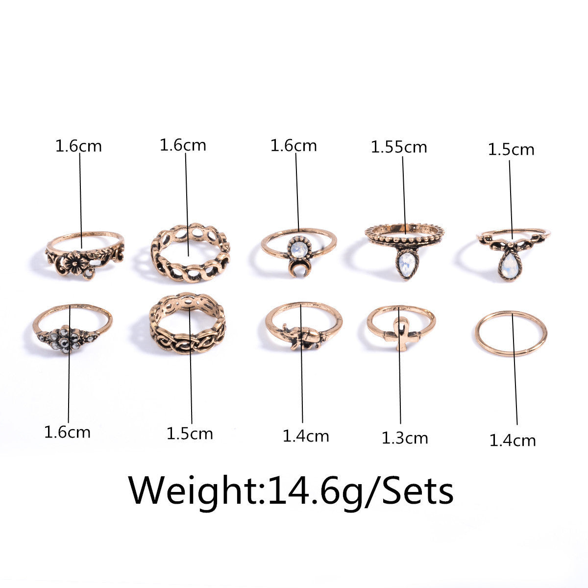 Personality Crystal Combination Suit Rings