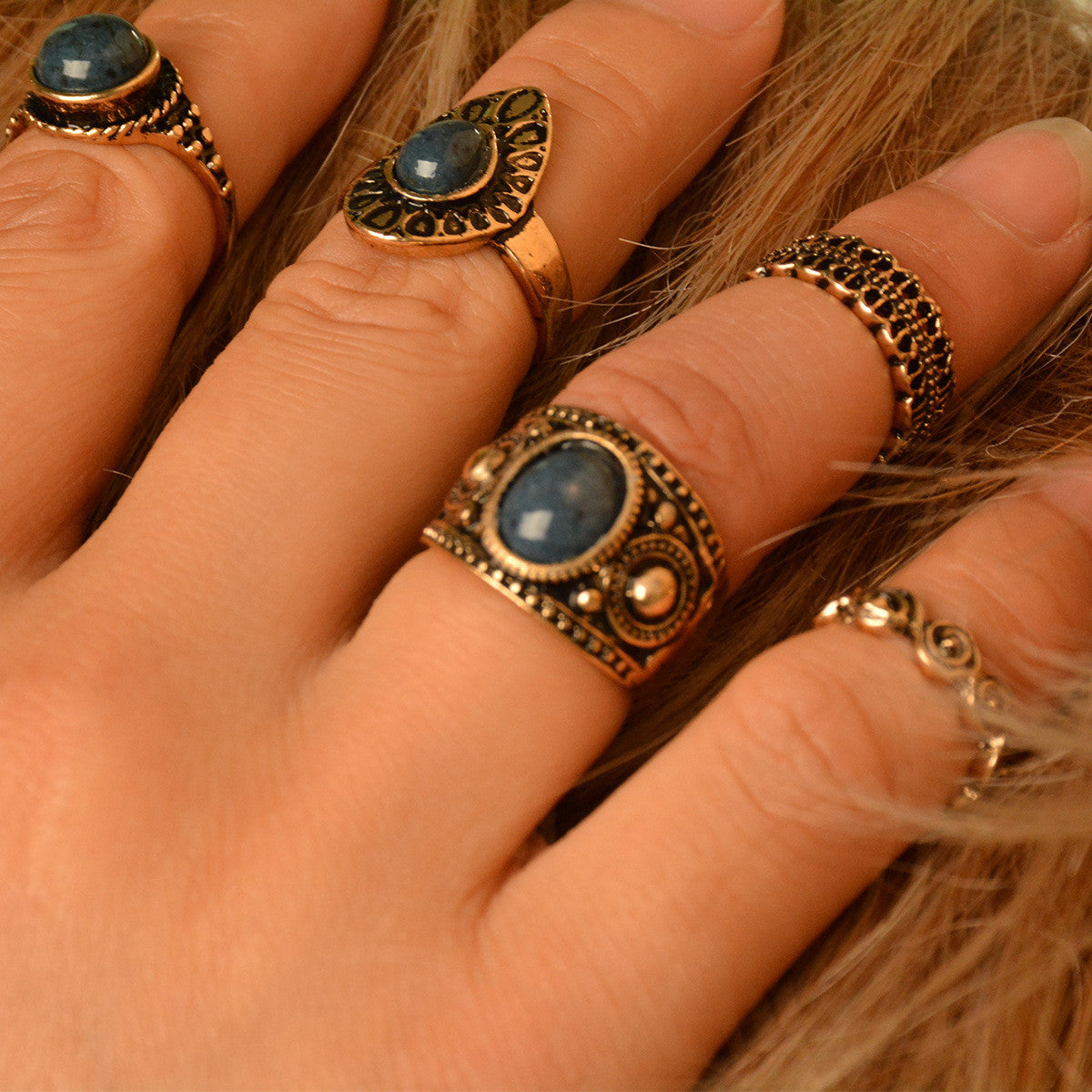 National Style Tophus Personality Combination Suit Ring