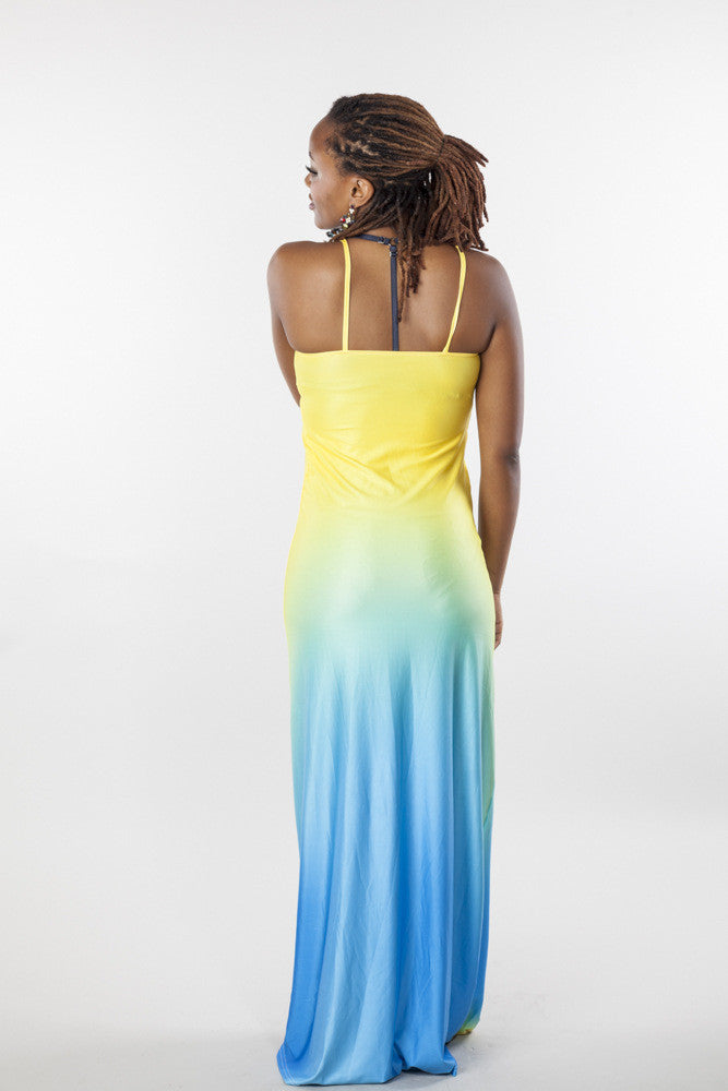 Spaghetti Strap Sleeveless Gradient Color Long Dress