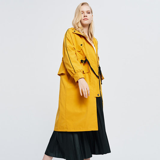 Yellow Hooded Trench Coat