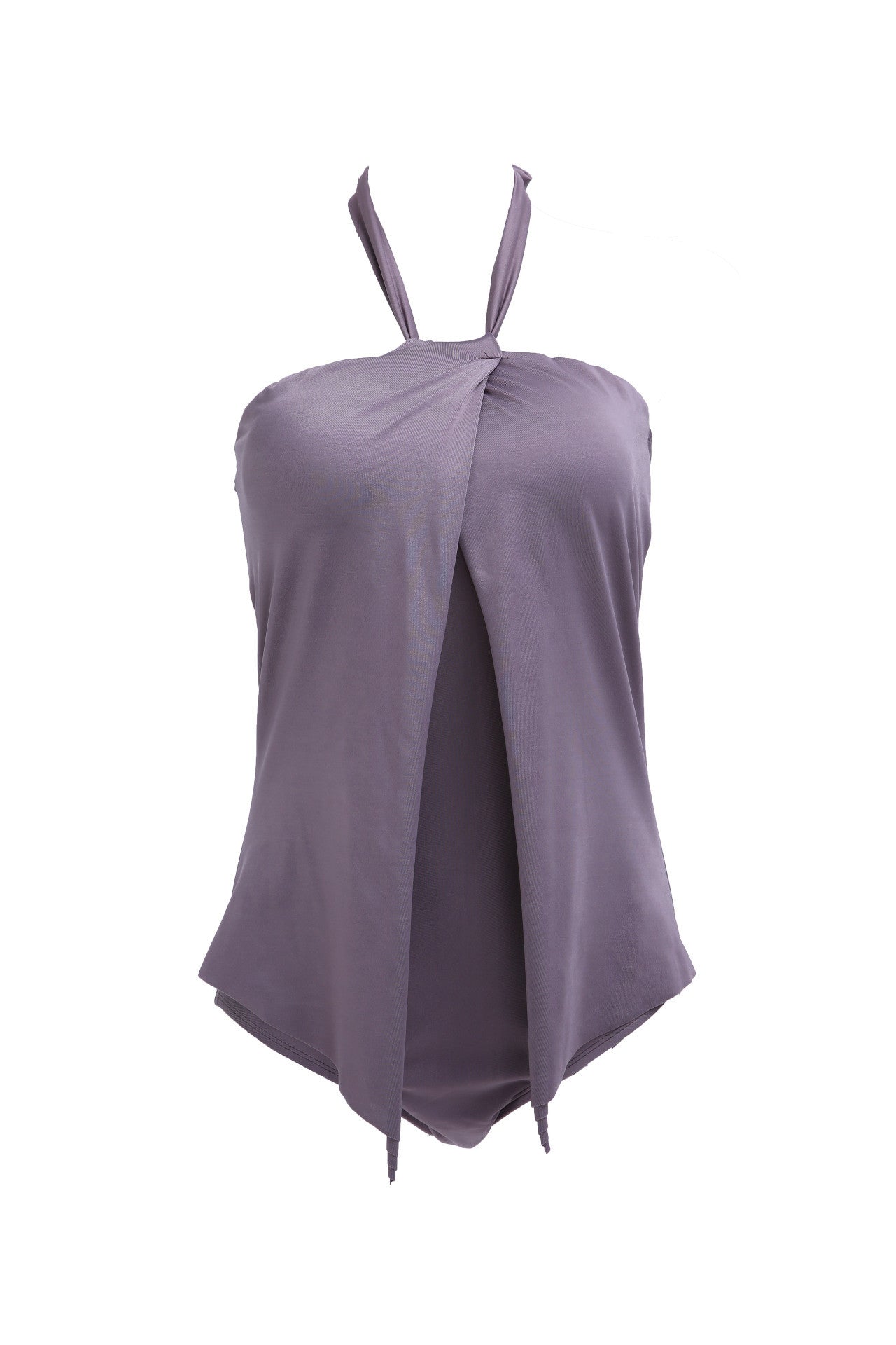 Padded Front Slit Halter Neck One Piece Swimwear 