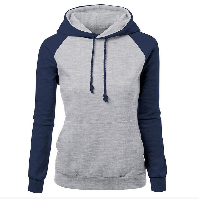 Contrast Color Splicing Pocket Slim Pullover Hoodie - May Your Fashion - 2