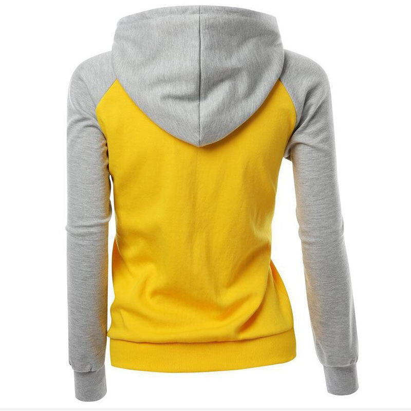 Contrast Color Splicing Pocket Slim Pullover Hoodie - May Your Fashion - 6