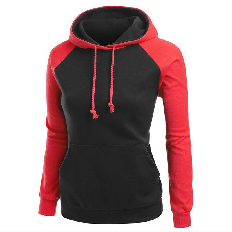 Contrast Color Splicing Pocket Slim Pullover Hoodie - May Your Fashion - 7