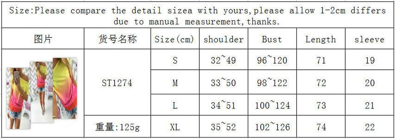 Free Shipping Gradually Changing Color Short Sleeves Scoop Casual T-shirt