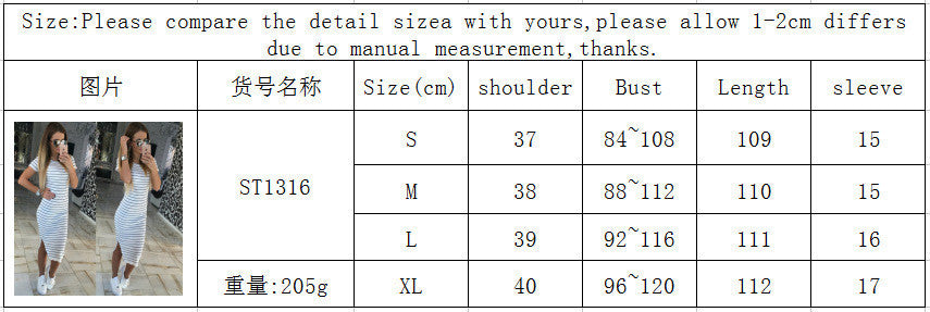 Scoop Short Sleeves Split Bodycon Striped Mid-calf Dress