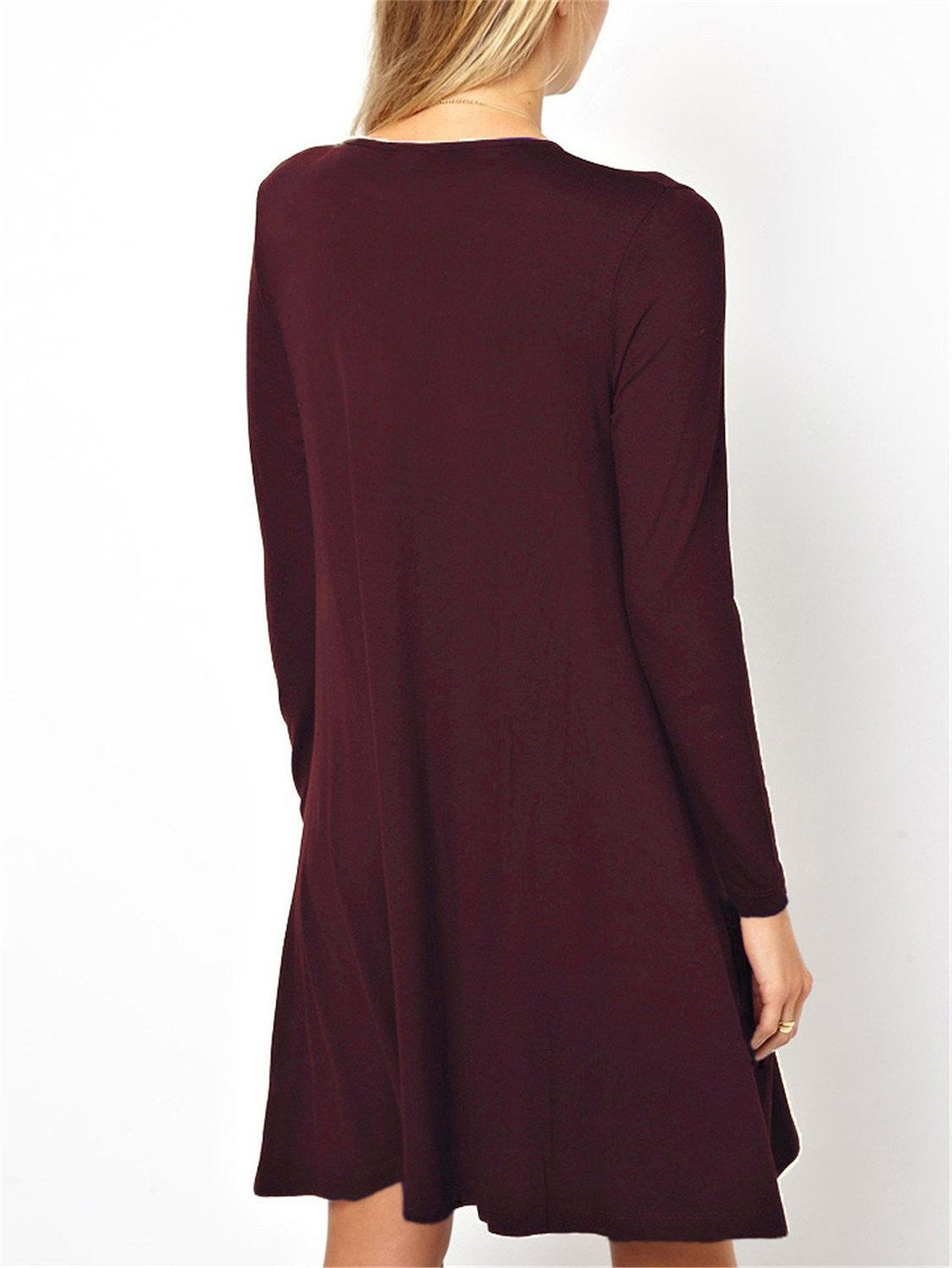 Fashion Pure Color Scoop Loose Pockets Short Dress